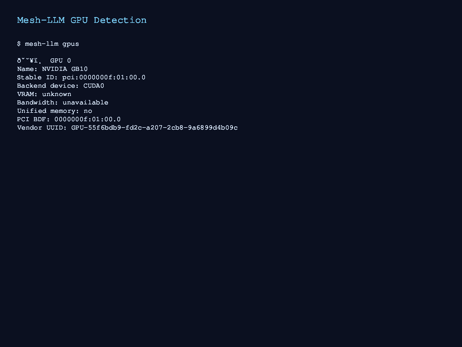 Mesh-LLM GPU detection proof